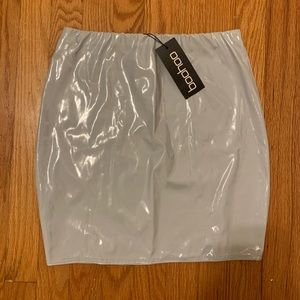 New 6 small light blue grey latex skirt boohoo